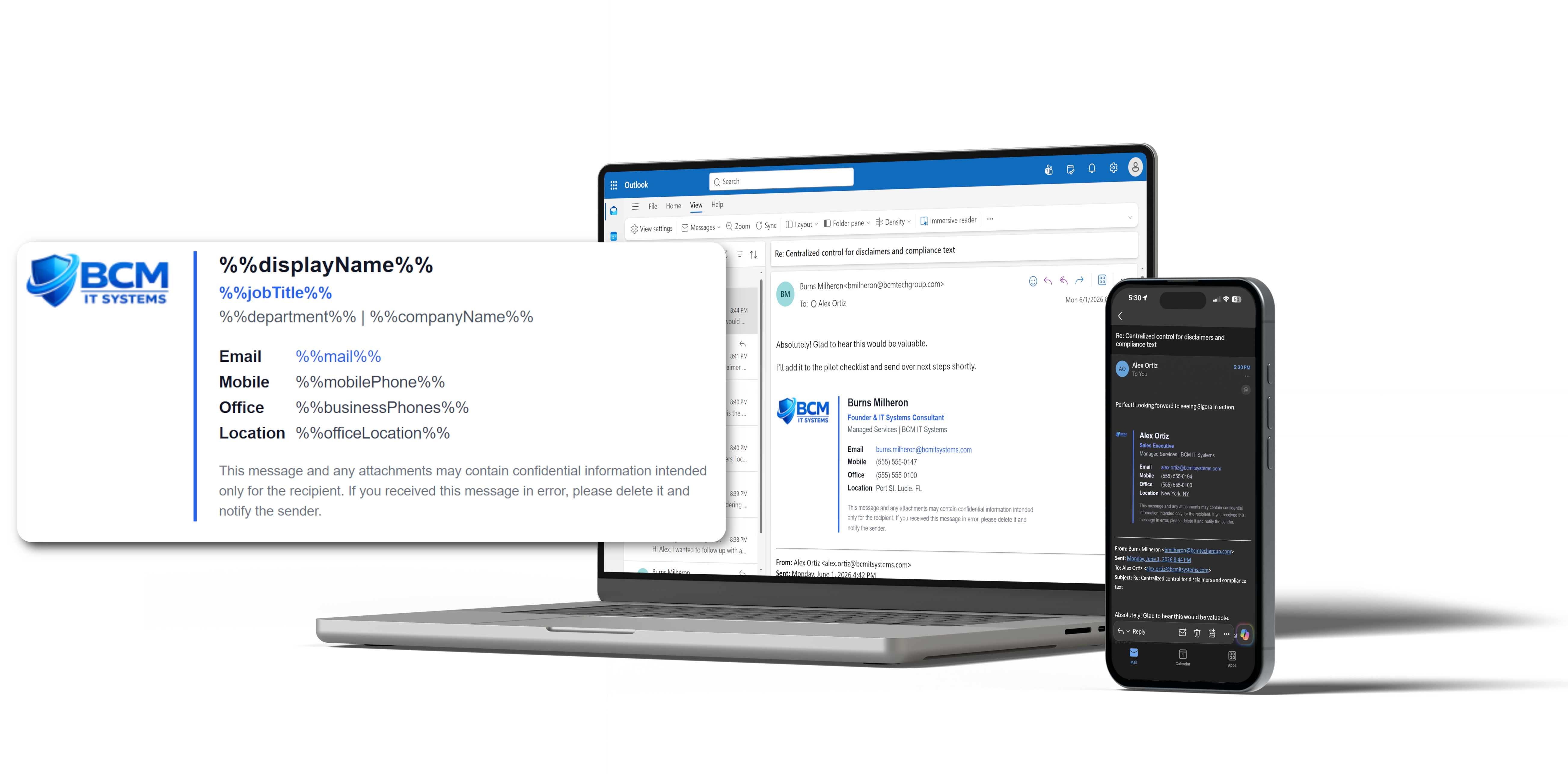 Sigora server-side email signature processing flow between Microsoft 365 and outbound delivery systems.